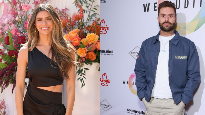 Taylor Frankie Paul in a black dress side-by-side with Dakota Mortensen in a dark blue jacket