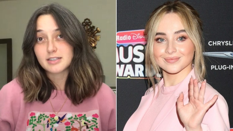 Amy Maggio speaking, Sabrina Carpenter waving