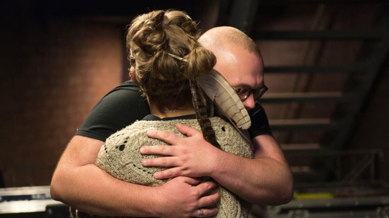 Clare Bowen hugging brother Tim Bowen