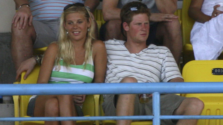 Chelsy Davy and Prince Harry at a cricket match.