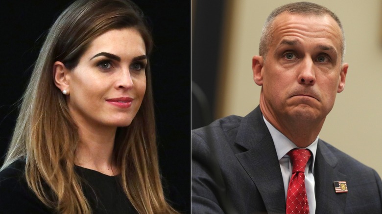 Hope Hicks smiling, Corey Lewandowski looking nervous
