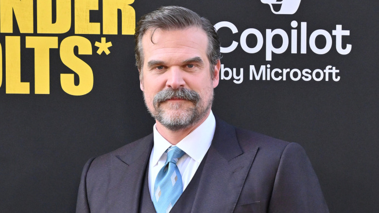 David Harbour posing on the red carpet.