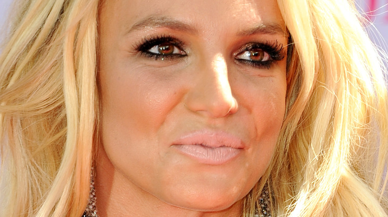 Britney Spears poses with nude lipstick