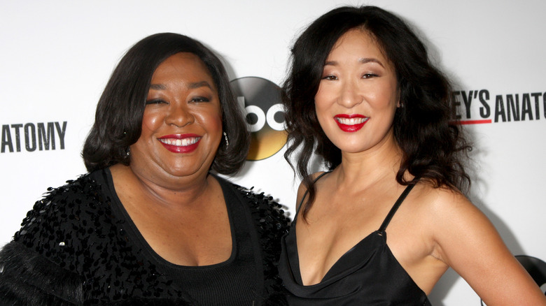 Shonda Rhimes posing with Sandra Oh