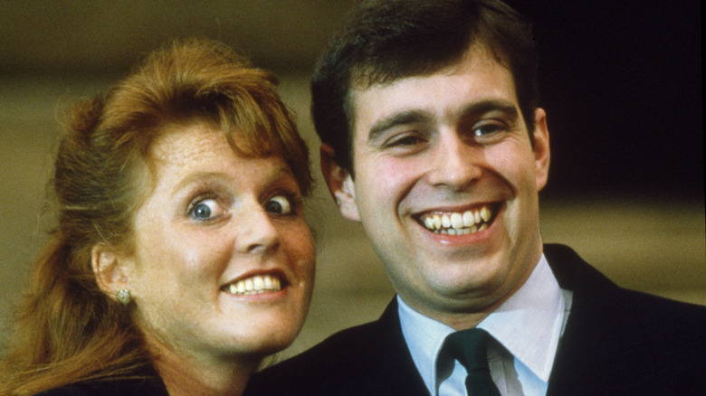 Sarah Ferguson wild eyed with Prince Andrew