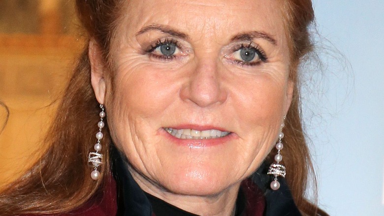 Sarah Ferguson with pearl earrings