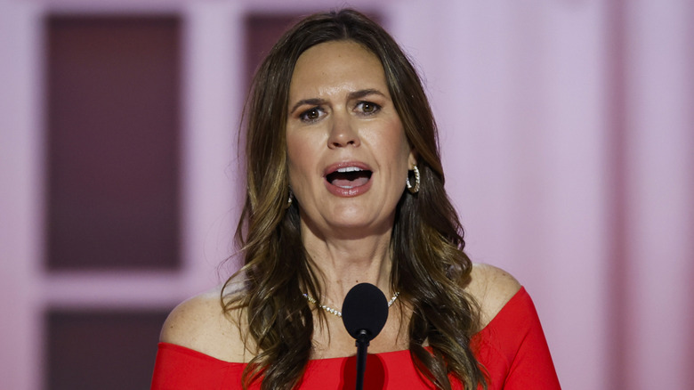 Sarah Huckabee Sanders speaking at the RNC