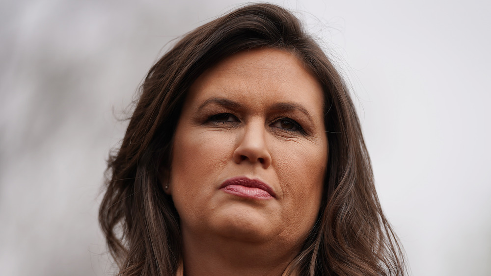 Sarah Huckabee Sanders staring off