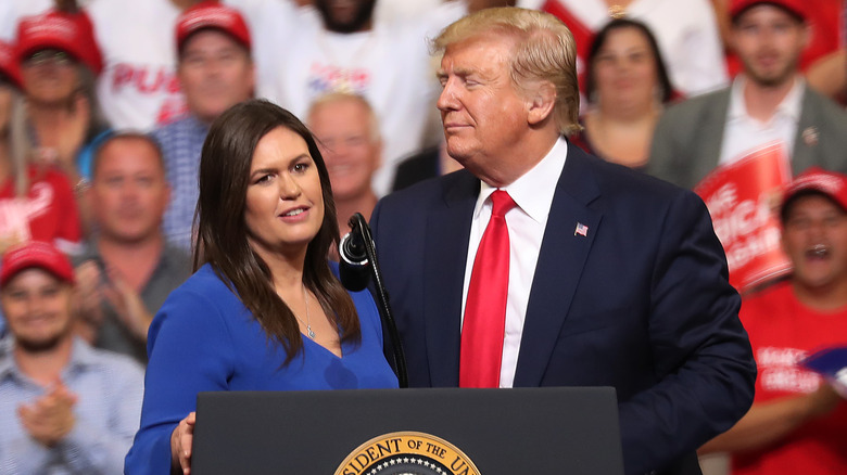 Sarah Huckabee Sanders and Donald Trump speaking