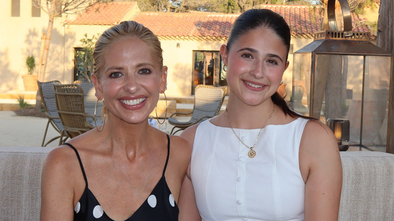 Charlotte Grace Prinze and her mom  Sarah Michelle Gellar smiling in Italy.
