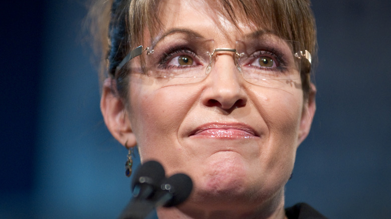 Sarah Palin purses lips