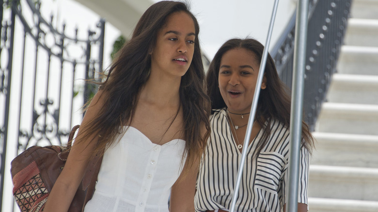 Malia and Sasha Obama walking