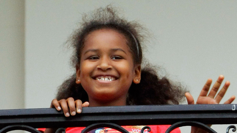 Sasha Obama at White House's Truman Balcony.