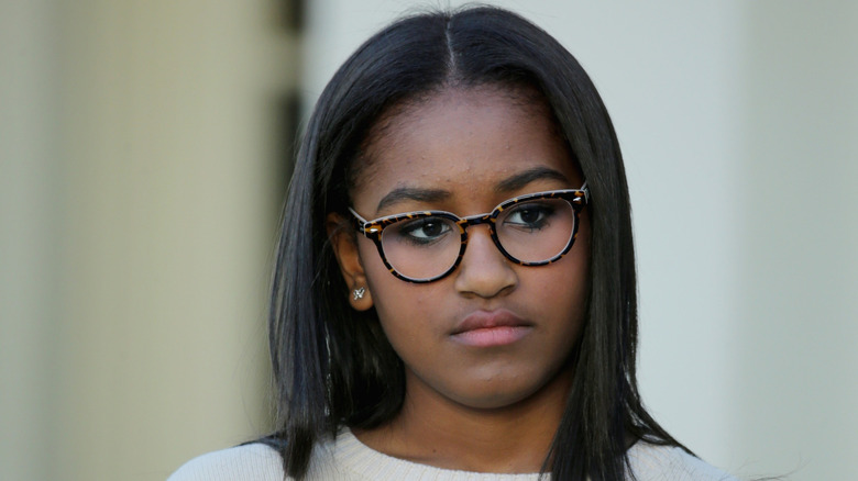 Sasha Obama wearing glasses