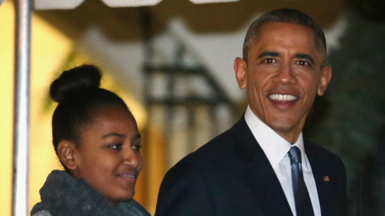 Sasha Obama and Barack Obama