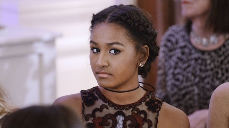 Sasha Obama black lace dress