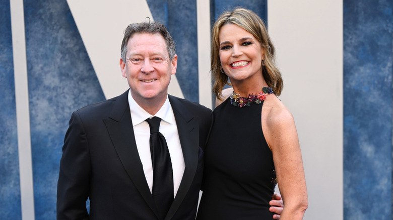 Michael Feldman and Savannah Guthrie at a red carpet event for Vanity Fair