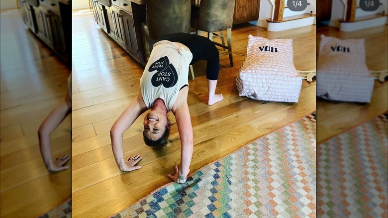Savannah Guthrie doing a backbend during COVID at her vacation home in Upstate New York