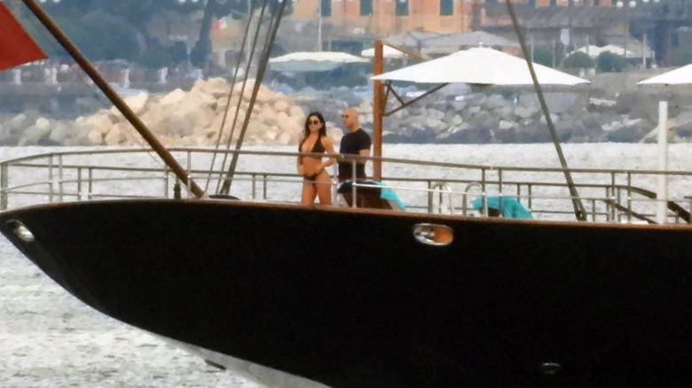 Lauren Sánchez and Jeff Bezos on his yacht