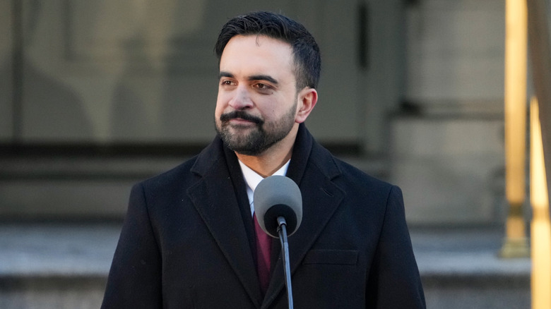 Zohran Mamdani speaking at his ceremonial inauguration as mayor at City Hall