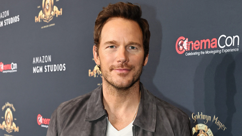 Chris Pratt posing with a soft smile