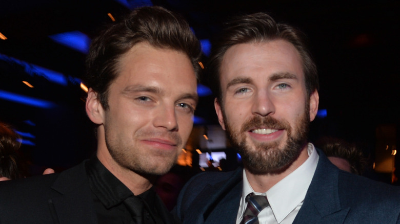 Sebastian Stan and Chris Evans smiling