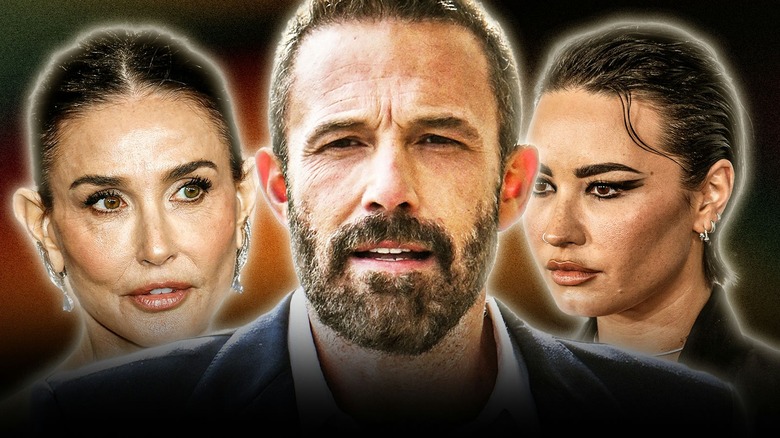 side by side photos of Demi Moore, Ben Affleck, and Demi Lovato