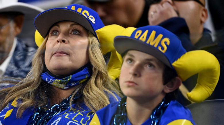 Rams fans in horned hats