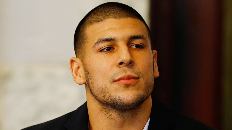 Aaron Hernandez tilting chin up