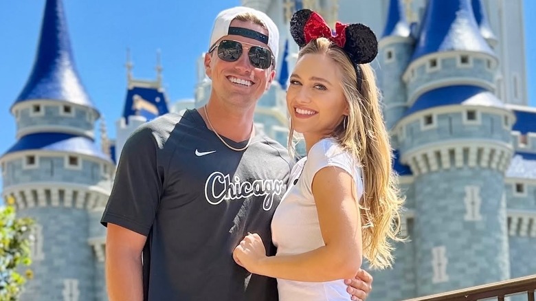 Maggie and Jackson Olson pose at Disneyland