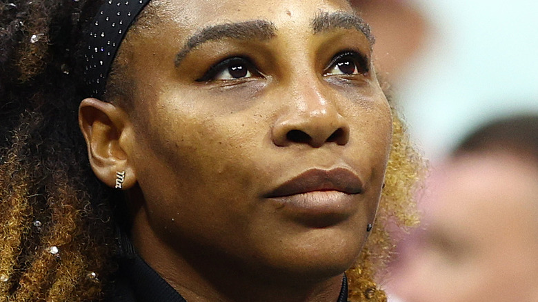 Serena Williams looking on prior to her Women's Singles First Round