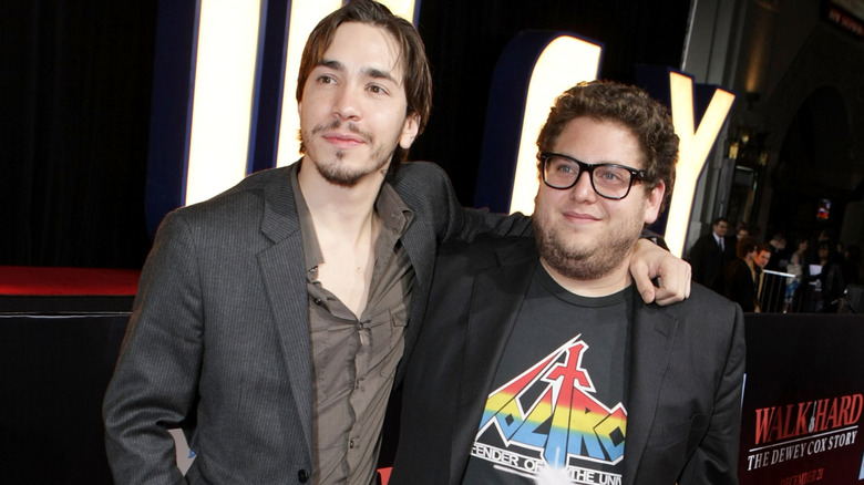 Justin Long and Jonah Hill attending premiere event