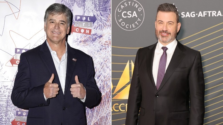 Sean Hannity gives thumbs up; Jimmy Kimmel on a red carpet