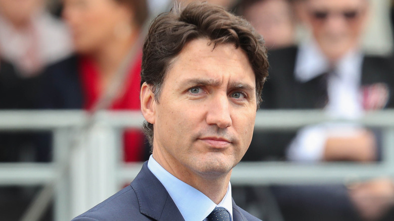 Justin Trudeau looking stern