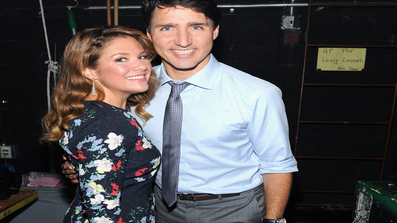 Justin Trudeau poses with wife