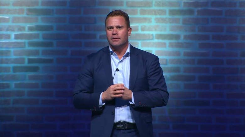 Tim Ballard in a navy blue suit