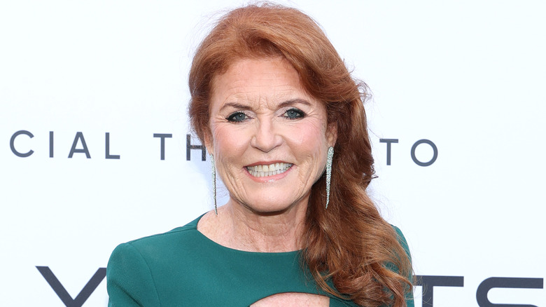 Closeup of Sarah Ferguson smiling at Andrea Bocelli "Notti Toscane" Event