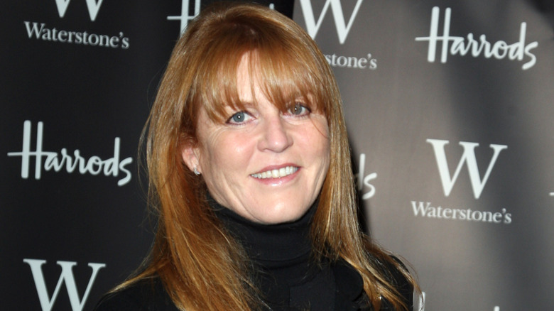 Closeup of Sarah Ferguson smiling on step-and-repeat in 2008