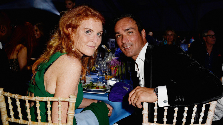 Sarah Ferguson and Manuel Fernandez posing at formal dinner event