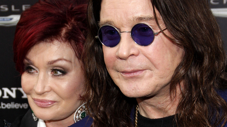 Ozzy Osbourne and Sharon Osbourne at the Los Angeles premiere of "Total Recall"