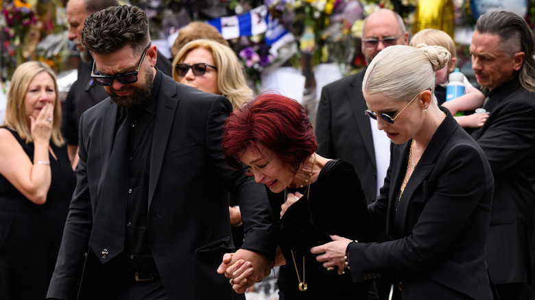 Jack Osbourne Sharon Osbourne and Kelly Osbourne at Ozzy Osbourne's funeral