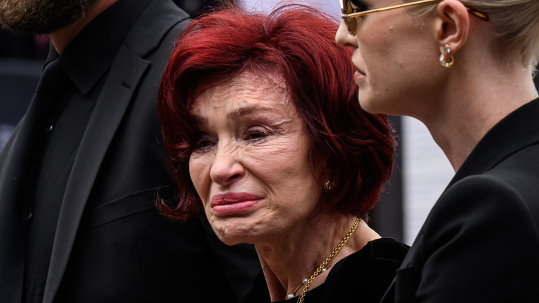 Sharon Osbourne crying at Ozzy Osbourne's funeral