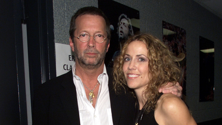Eric Clapton and Sheryl Crow backstage at The Concert for New York City at Madison Square Garden