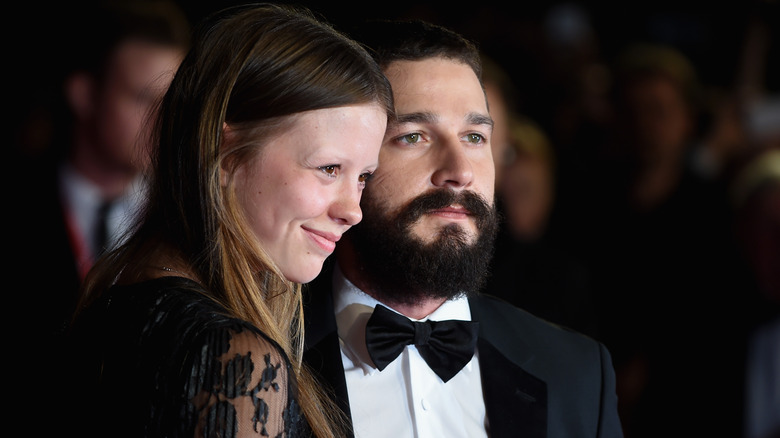 Mia Goth Shia LaBeouf black tie