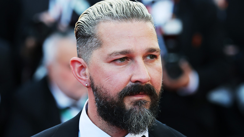 Shia LaBeouf bleach blond hair beard