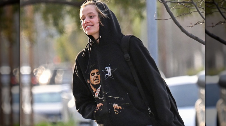 Shiloh Jolie wearing sweatpants