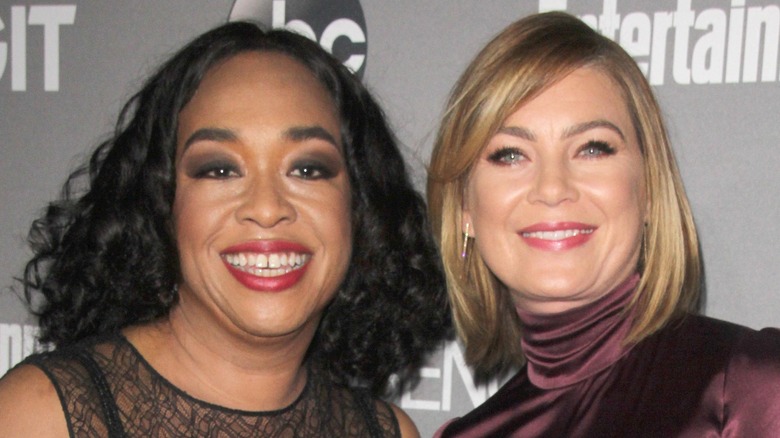 Shonda Rhimes posing with Ellen Pompeo