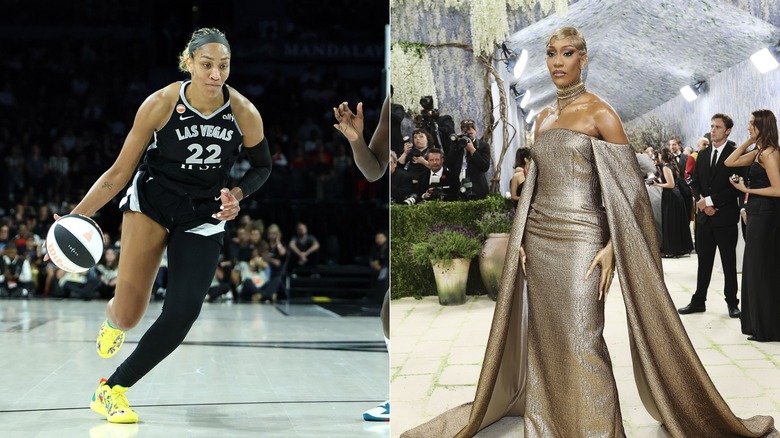 A'ja Wilson on the court versus the carpet