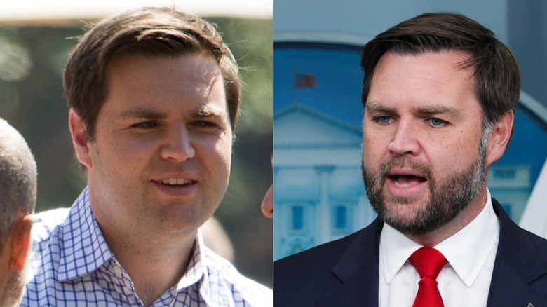 JD Vance in 2017 and 2025