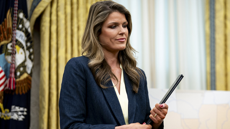 Lindsey Halligan wearing a suit